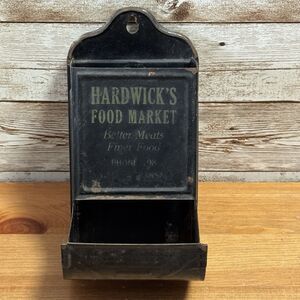 Vintage Metal Match Holder Hardwick's Food Market Galena, KS Better Meats Ph 198